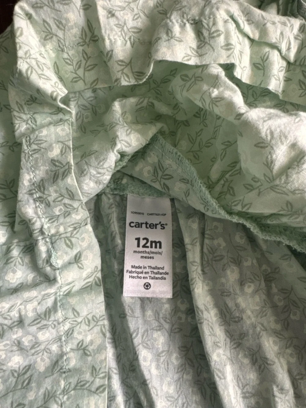 Carter's Mint Green Floral Dress with Matching Bloomers